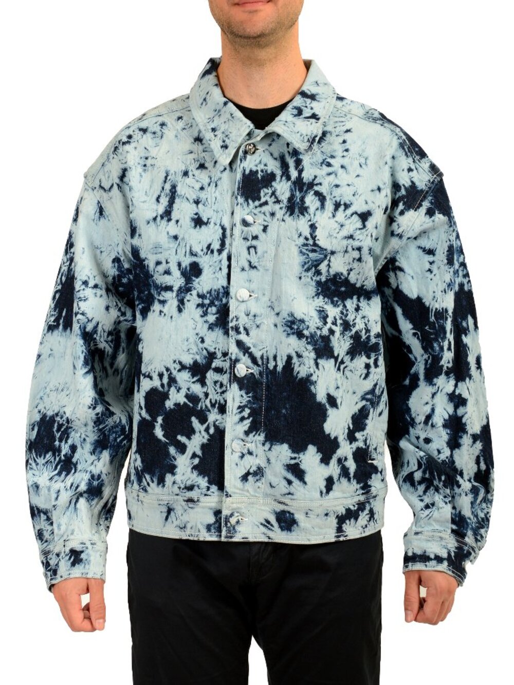 Scuderia Ferrari Fluid Washed Bleached Denim Bomber Jacket US XL IT 54
